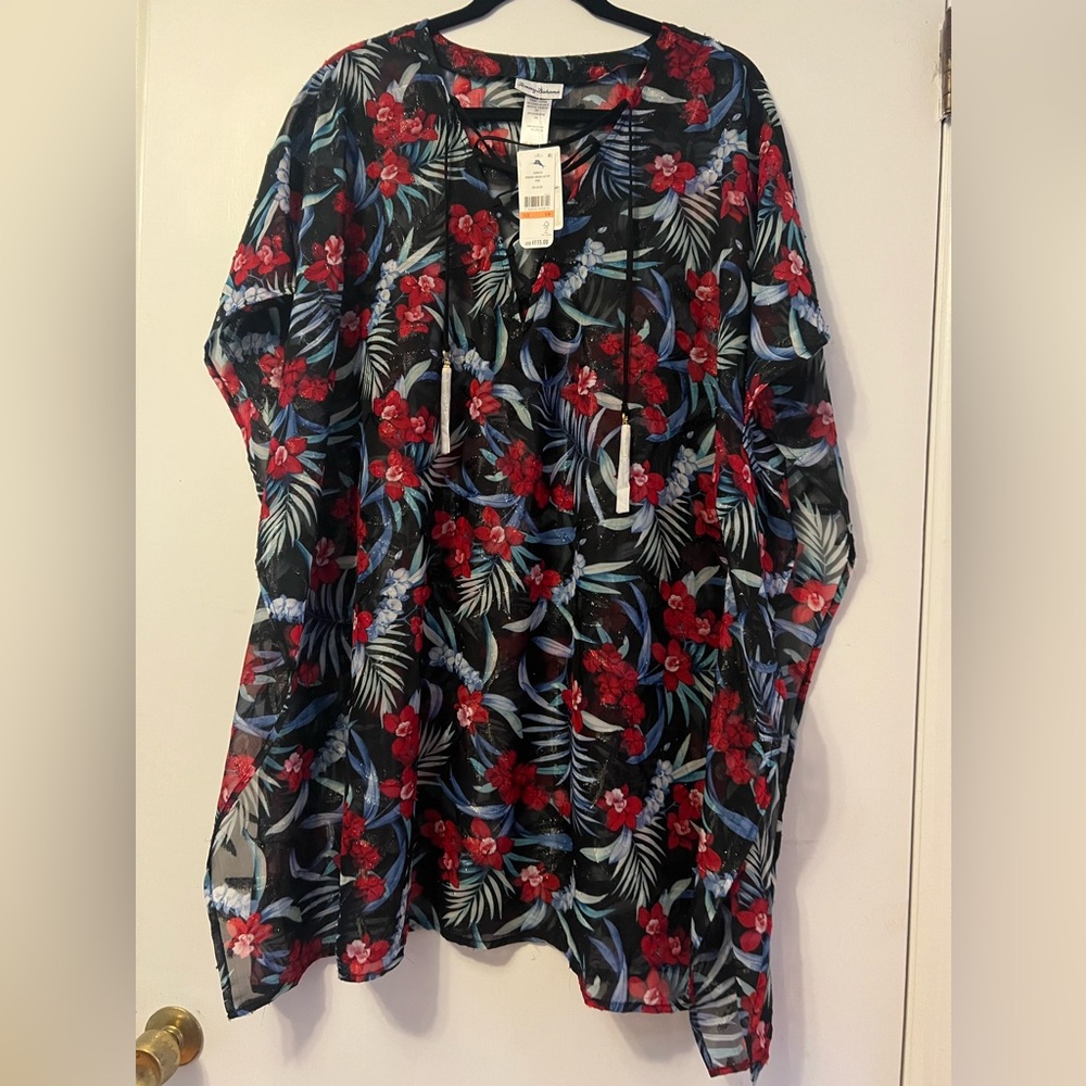 NWT Tommy Bahama Midnight Orchid Lace Up Tunic S/M - Picture 3 of 4